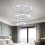 Crystal Chandelier Lighting, 3 Ring LED Modern Crystal Ceiling Light Adjustable Stainless Steel Cool White Pendant Lights Fixtures for Bedroom, Living Room, Hallway, Kitchen, Hotel, Bar, Dining Room