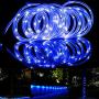 Solar Rope Lights Outdoor, SOCO 33ft 100LED Outdoor Christmas Lighting Waterproof Solar Powered Copper Wire Rope String Lights Decoration for Outdoor Indoor Garden Garden Patio Parties Halloween(Blue)