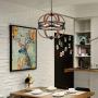 Sunlighting Farmhouse Chandelier, Vintage Pendant Hanging Light for Bedroom, Kitchen, Foyer, Dining & Living Room and Entryway, Black Painted Finish & Faux-Wood
