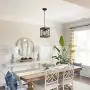 Wood and Metal Chandelier Square 1-Light Adjustable Height Ceiling Pendant Light Dining Room Lighting Fixtures Hanging，Living Room Light ,Kitchen Chandelier UL Listed