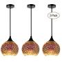 JEUNEU 3-Pack Modern 3D Colourfull Glass Pendant Light Firework Lamp Restaurant Bedroom Living Dining Room Lighting Fixture