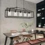 BONLICHT Industrial Rustic Farmhouse Chandelier 5 Light Modern Rectangle Dining Room Light Fixture Hanging Oil Rubbed Bronze Kitchen Island Cage Pendant Lighting with Clear Glass Shade for Hallway Bar