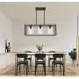 VINLUZ Contemporary Chandeliers Black 3 Light Modern Dining Room Lighting Fixtures Hanging, Kitchen Island Cage Linear Pendant Lights Farmhouse Flush Mount Ceiling Light with Glass Shade