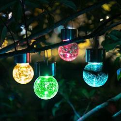 Solpex Hanging Solar Lights Outdoor,8 Pack Christmas Decorative Cracked Glass Ball Light, Solar Powered Waterproof Globe Lighting, Hanging Globe Solar Lights for Garden, Yard, Patio, Lawn, Flower Bed