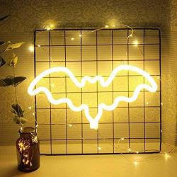 Bat Shaped Neon Light Sign Bat LED Neon Night Lamp Bat Decor Kids Gifts Battery or USB Operated Wall LED Night Lights for Girls Bedroom Living Room Christmas Wedding Party Wall Decorations