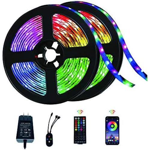 Nitasa LED Strip Lights,5050 RGB Smart LED Lights for Bedroom,32.8ft Color Changing Strip Lights with Bluetooth APP, Sync to Music Bedroom, Party, Holiday Decoration