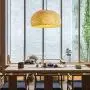 TFCFL Bamboo Wicker Rattan Pendant Lighting, Chandelier Hollow Woven Lampshade Hanging Light Ceiling Lighting Fixture for Kitchen Island, Dining Room D14.96''