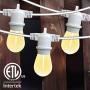 FMART 25ft LED Outdoor String Lights, Waterproof 8 E26 Sockets and 9 S14 Edison Vintage Bulbs(1 Spare), ETL Approved, 2700K Warm White LED Light String for Patio Wedding (White)