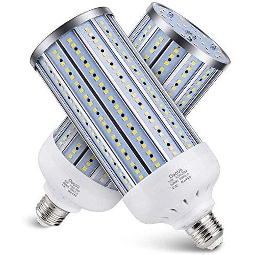 2-Pack DooVii 500W Equivalent LED Corn Bulb,5500 Lumen 6000K,Cool Daylight LED Street and Area Light,E26/E27 Medium Base,for Outdoor Indoor Garage Warehouse High Bay Barn Backyard and More