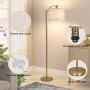 Gold Led Floor Lamp with Dimmer, Fully Dimmable Standing Lamp, Bright Couch Reading Light with Hanging Lampshade and Sturdy Base, Tall Pole Lamp for Living Room, Bedroom, Corner, 8W LED Bulb Included