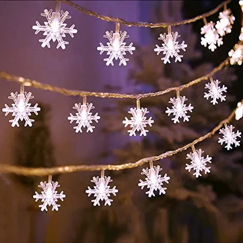 Christmas Lights, Snowflake String Lights 32.8 ft 80 LED Fairy Lights Battery Operated Waterproof for Xmas Garden Patio Bedroom Party Decor Indoor Outdoor Celebration Lighting (White) Christmas Lights, Snowflake String Lights 32.8 ft 80 LED Fairy Lights Battery Operated Waterproof for Xmas Garden Patio Bedroom Party Decor Indoor Outdoor Celebration Lighting (White)