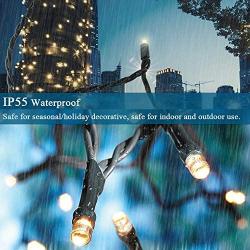 Decute 105FT 300 LED Outdoor Christmas String Lights Indoor UL Certified with End-to-End Plug 8 Modes, Waterproof Starry Light for Christmas Tree Halloween Patio Garden Wedding Party Decor, Warm White