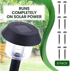 Signature Garden 8 Pack Solar Garden Lights - Super-Bright 15 Lumens; Makes Garden Pathways & Flower Beds Look Great - Easy NO-Wire Install; All-Weather/Water-Resistant (Plastic, Black)