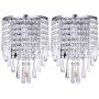 HOMWEERUN A Pair Left Right 2Pcs E12 Modern K9 Crystal Mirror Stainless Steel Wall Lights Wall Lamps Sconce Night Light Lamps Fixtures Lights with Switch for Hallway Bedside Living Room (Chrome)