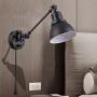 Wall Sconce Plug in, YEEQIAN Black Swing Arm Wall Sconce Lamp Bedroom Wall Mounted Reading Light Fixture with on/Off Switch Industrial Adjustable Wall Sconce Light