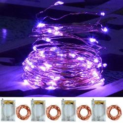 Chasgo 4 Packs 16.4Ft 50 LED Purple Fairy Lights Battery Operated, Mini Copper Fairy Lights, Twinkling Purple Christmas Lights for Christmas, Halloween, Home, Bedroom, Wedding, Purple