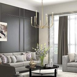 GEPOW Gold Modern Chandelier, 8-Light Candle Light Fixture for Dining Room, Bedroom, Kitchen, Living Room, Foyer, Entryway