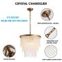 Larootsi Modern Crystal Pendant Light Brass Luxury Chandelier Adjustable Hanging for Indoor Lighting Dining Room Living Room Kitchen Island Bedroom Hallway Hotel Bar Restaurant E12X4