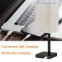 Ralbay USB Table Lamp, Bedside Desk Lamp with 2 USB Charging Ports, Metal Black Base Nightstand Lamp with Flaxen Fabric Shade, Perfect Table Lamps for Bedroom, Living Room, Office