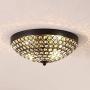 FERWVEW Modern 2 Lights 11.8'' Flush Mount Crystal Ceiling Light Fixtures, Black Sparkling Bowl Shape Chandeliers Ceiling Lamp for Bedroom Living Room Kitchen Hallway Dining Kids Room