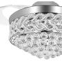 YEELED Light 42'' Remote Control Retractable Reversible Ceiling Fans with 3 Changing Light and 6-Gear Speed Invisible Crystal Ceiling Fan Chandelier for Indoor Living Room Bedroom Dining Room Ceiling Light Kits with Fans (Silver)