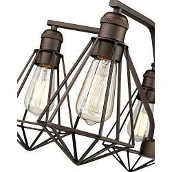 Zeyu 5-Light Pendant Light, Industrial Dining Room Chandelier, Oil Rubbed Bronze Finish with Metal Cage Shade, ZY04-5H ORB