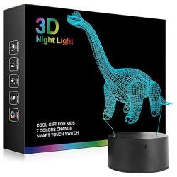 Dinosaur Lamp 3D Night Light, Decorative LED Bedside Table Lamp for Kids Room Xmas Birthday Gifts for Boys Girls Child