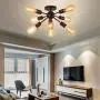 CLAIRDAI Sputnik Chandeliers Semi Flush Mount Ceiling Light Fixtures Mid-Century Starburst Pendant Light with 8 Lights for Kitchen Bedroom Living Room Dining Room (Black)