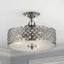 Saint Mossi Chandelier Modern K9 Crystal Raindrop Chandelier Lighting Flush Mount LED Ceiling Light Fixture Pendant Lamp for Dining Room Bathroom Bedroom Livingroom 3E12 Bulbs Required H11'' W15.4''