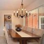 LALUZ Farmhouse Chandelier Wood Beaded Lighting for Dining Room, 28” L x 25.5” H, Bronze