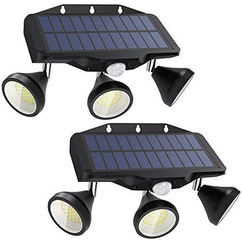 NOWES 2 Pack 2000LM LED Solar Security Lights Outdoor, 3 Modes Motion Sensor Solar Lights, 93 LEDs Spotlights with 3 Adjustable Heads, 5000K IP65 Waterproof Wall Lights for Doorway, Garage, Patio