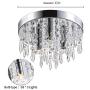 WIFUME Mini Crystal Chandelier, Modern Chandelier Lighting Fixture, 3 Lights Flush Mount Ceiling Light, Crystal Ceiling Lamp for Bedroom Kitchen Living Room Hallway Dining Room, Wide11''
