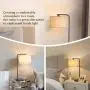 Side Table Lamp with Dual USB Ports, Dimmable Bedside Lamp Modern Nightstand Lamp Desk Reading Lamp with Linen Lampshade for Bedroom, Living Room, Study Room, Office, 8W 2700K LED Edison Bulb Included
