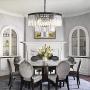 NOXARTE Luxury Round Crystal Chandelier with Clear Glass Fringe 3-Tier Pendant Light for Dining Room Kitchen Island