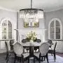 NOXARTE Luxury Round Crystal Chandelier with Clear Glass Fringe 3-Tier Pendant Light for Dining Room Kitchen Island