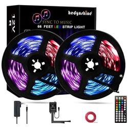 LED Strip Lights 65.6 ft Music, 600pcs LED chip RGB Color Changing by 44key Remote, LED Strip Lights Music Sync,Smart LED Strip Lights 65.6feet Music