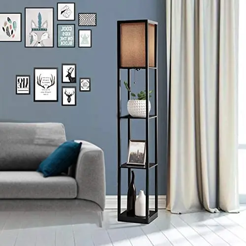 Magshion Floor Lamp with 3- Tier Shelves, Living Room Bedroom Lighting Corner Bookshelf Lamp for Home Decoration Convenience Stand and Display Shelf, Walnut Magshion Floor Lamp with 3- Tier Shelves, Living Room Bedroom Lighting Corner Bookshelf Lamp for Home Decoration Convenience Stand and Display Shelf, Walnut