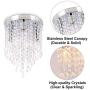 Finktonglan Crystal Ceiling Light Mini Modern Chandelier Flush Mount Pendant Lighting Fixture for Dining Room Living Room Bedroom Hallway,E12 x 3 Lights