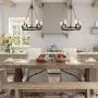 GEPOW Farmhouse Chandeliers, Vintage Rope Round Pendant Chandelier Hanging Light Fixture for Dining Room Foyer, Living Room, Bedroom and Kitchen Island