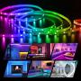 LED Strip Lights Bluetooth, 50FT Music Sync RGB Light Strips, SMD5050 Color Changing Strip Lights with Remote and 24V Power Adapter, LED Lights for Bedroom, Room and Home Decoration (1X50ft)