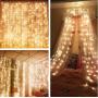 MZD8391 Curtain String Lights, 9.8 X 9.8ft 304 LED Starry Fairy Lights for Wedding, Bedroom, Bed Canopy, Garden, Patio, Outdoor Indoor (Warm White)