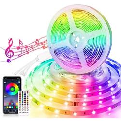 Led Strip Lights, BOYKO 32.8ft Music Sync Led Lights for Room APP Controlled Color Changing Lights with 40 Keys IR Remote Control DC12V 5A Power Supply 300 SMD 5050 for Home Festival Party Decoration