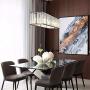 VinDeng Crystal Rectangle Sparkling Chandelier, E26 3-Lights Ceiling Light for Dining Room Kitchen Island Restaurant Modern Light Fixture with Black Iron Base-