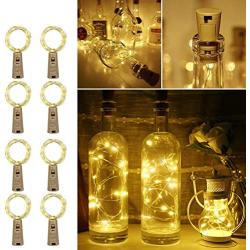 LE Wine Bottle Lights with Cork, 6.6ft 20 LED Battery Operated String Lights, Warm White Decorative Fairy Lights, Mini Copper Wire Lights for Bedroom Decor, Christmas Party Wedding Decorations, 8 Pack