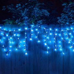 YOLIGHT 13ft 96 LEDs Icicle Curtain String Drop Lights, Indoor Outdoor Decoration for Christmas Festival Wedding Party Patio Garden (Blue)