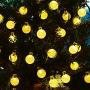 Lwind Globe Solar String Lights, 22.96ft 50 LED Outdoor Bulb String Lights, Waterproof 8 Modes Solar Patio Lights for Patio, Garden, Gazebo, Yard, Outdoors (Globe, Warm White)