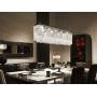 7PM Rectangle Crystal Chandelier Modern Chrome Pendant Light Contemporary Clear Beads Ceiling Lighting Fixture for Dining Room Living Room