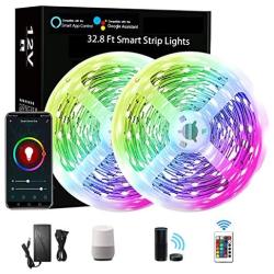 Led Light Strip WiFi 32.8Feet, Smart App Controlled 300pcs RGB Light Strip,Color Changing Light Strip Work with Alexa,Google Home for Bedroom,Party-Smart Led Strip Lights