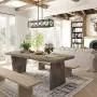 Island Light Fixtures, Rectangular Wood Farmhouse Chandelier for Dining Rooms, 5-Light Kitchen Island Lighting