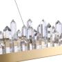 Siljoy Modern Rectangle Crystal Chandelier Gold Hanging Pendant Lighting LED Light Fixture with Metal Base Icicle Shade for Dining Table Kitchen Island Living Room, Length 39.3 Inches